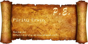 Pirity Ervin névjegykártya